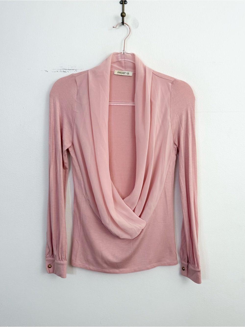 Arden B Blush Pink Draped Cowl Neck Top Size Small Y2K